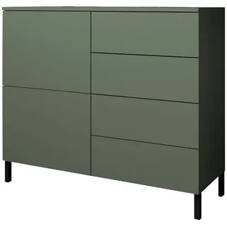 Kommode BORCHARDT MÖBEL "Haama, modern, grifflos, Metallfüße, praktisch, 2 Türen", salbei, B:93cm H:80cm T:35cm, Holzwerkstoff, Sideboards, Kommode, Push-To-Open, verstellbare Einlegeböden, viel Stauraum, Breite 93cm