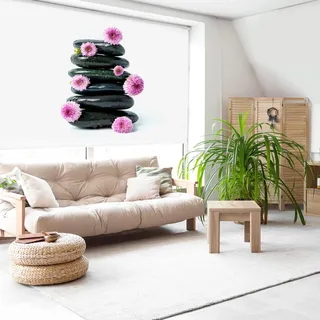 Blindecor Digital | Rollo transparent Bedruckt | Familie Zen| Modell Z-Pinkstone | 110 x 180 cm (Breite x Höhe) | Stoffgröße 106 x 175 cm | Fensterrollos