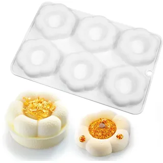 Silikon Mousse Kuchen Form Backware Dessert Mousse DIY Schokolade Seife Kerze Form, 6-Loch Blume Formen Mooncake