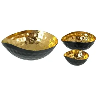 DRW - Set mit 3 Teelichthaltern aus Metall in der Farbe Gold