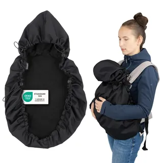Zamboo Universal Babytrage Cover - Schwarz | Warmer Fleece Wetterschutz für viele Bauchtragen, kompatibel mit Ergobaby, Manduca, Ruckeli uvm. | OEKO-TEX Standard 100