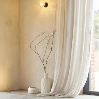 HomeMaison.com Etaminenvorhang, Leinen, Blickdicht, Beige, 140 x 260 cm