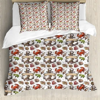 ABAKUHAUS Anker Bettbezug, Weinlese-Wasser Theme, Milbensicher Allergiker geeignet mit Kissenbezügen, 155 cm x 220 cm - 80 x 80 cm, Mehrfarbig