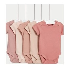 Girls M&S Collection 5pk Pure Cotton Bodysuits (61⁄2lbs-3 Yrs) - Pink Mix, Pink Mix - 6-9 M