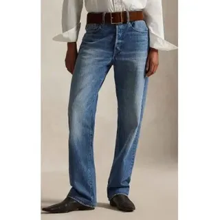 Polo Ralph Lauren für Damen. 211969410001 Relaxed Straight Fit Jeans mit hohem Bund blau (29/32), Lässig, Baumwolle, Denim
