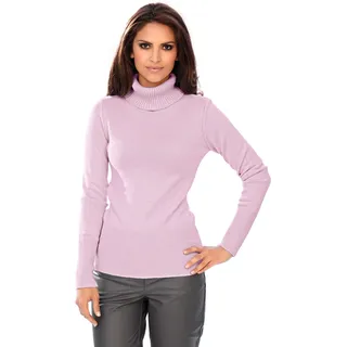 Rollkragenpullover "Rollkragen-Pullover", Damen, Gr. 42, rosa (rosé), 45% Viskose, 27% Baumwolle, 25% Polyamid, 3% Kaschmir, LINEA TESINI BY HEINE, unifarben, Pullover Rollkragenpullover