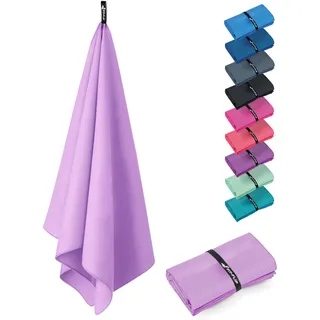 Fit-Flip Microfaser Handtücher - kompakt und leicht - Mikrofaser Handtuch schnelltrocknend - als Reisehandtuch, Sporthandtuch, Strandtuch - Badetuch groß (1x 120x60cm, Pastel Violet)