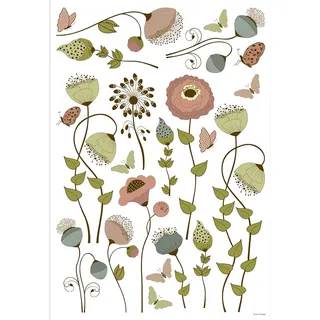 Einfache Blumen 3D Küche, Wohnzimmer, Büro, Schlafzimmer Wandstickers, Wandtattoo, Decals von AG Design 42,5 x 65 cm | ASM 3469