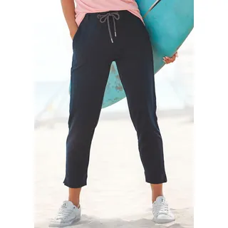 7/8-Hose ELBSAND "Ivalo", Damen, Gr. M (38), N-Gr, blau (marine), Sweatware, Obermaterial: 95% Baumwolle, 5% Elasthan, unifarben, figurumspielend 7/8-Länge, Hosen 7/8-Hose, aus Sweatware, Jogginghose, Relaxhose, Freizeitlook, Topseller