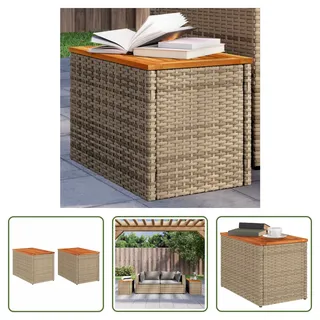 The Living Store Garten-Beistelltische 2 Stk. Beige 55x34x37 cm Poly Rattan Holz - Beige