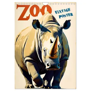 Calvendo Zoo Vintage-Poster (Wandkalender 2026 DIN A4 hoch), CALVENDO Monatskalender: