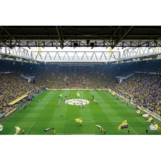 A.S. Création Fototapete Schwarz Gelb Grün - BVB Choreo Fußball-Stadion Verein Wanddekoration - Vliestapete 3,84 x 2,60m Tapete Wohnzimmer Schlafzimmer