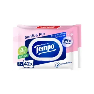 Tempo sanft & pur feuchte Toilettentücher 2 x 42 St.