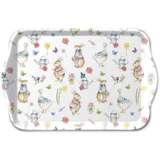 Ambiente kleines Tablett Dekotablett 13 x 21 cm Melamin Ostern Osterhasen Garten/Pastellfarben Serie Easter Garden