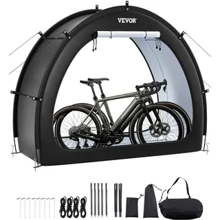 Vevor Fahrradzelt, 1 bis 2 Fahrräder, Fahrradgarage mit belüftetem Fenster, schwarz, 1706x2011x792 mm