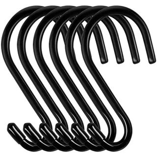 Bolatus 6 Stück S Haken Groß 6in/15CM Belastbar bis 20KG S-förmige Hängehaken Schwarz Schwerlast Metallhaken Anti-Rost Haken für Küche Badezimmer Schlafzimmer Büro Edelstahlhaken