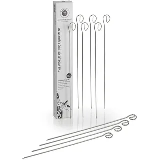 Buddy's BBQ - Grillspieße/Schaschlikspieße, 12 Spieße, BBQ Spieße, Grillen, Kochen, Fleisch, Fisch, Gemüse, wiederverwendbar, 30 cm Länge, Edelstahl, Flachmaterial, mit Ringgriff
