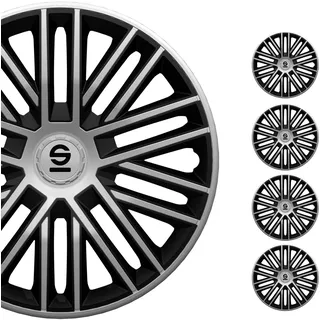 Sparco Radzierblenden Bergamo - 14-Zoll - Silber/Schwarz - Satz mit 4 Stück