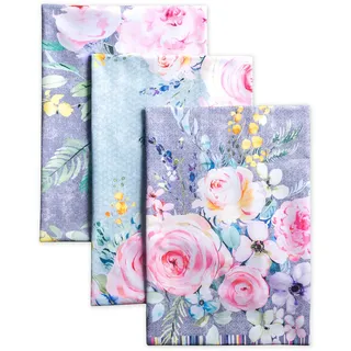 Maison d' Hermine Sweet Rose Lavender-Lush Lavender 100% Baumwolle Set von 3 Multi-Purpose Küchenhandtuch | Bar Handtücher | Frühling/Sommer (50 cm X 70 cm)