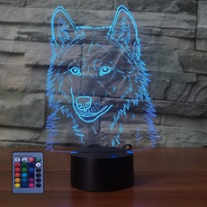 Kreative 3D Wolf Nacht Licht Lampe USB Power Fernbedienung 7/16 Farben Amazing Optical Illusion 3D LED Lampe Formen Kinder Schlafzimmer Geburtstag Weihnachten Geschenke