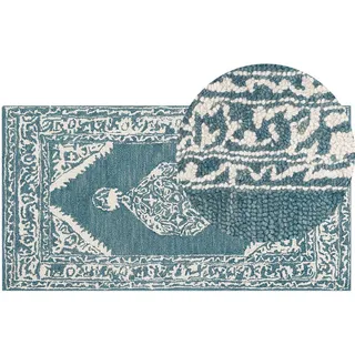 Beliani Kurzflor-Teppich Gevas 150/80 cm , Blau , Textil , Orientalisch , Rechteckig , 80x150 cm , Teppiche und Böden, Teppiche, Orientteppiche