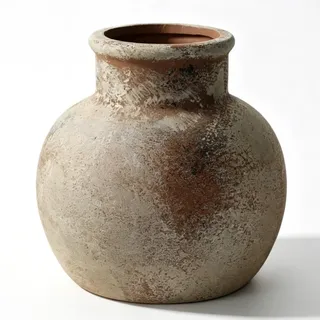Sawoake Farmhouse Table Vase, 5.7 Inch Ceramic Pot, Rustic Boho Terracotta Decor for Shelf, Mantel, Bookshelf, Living Room, Handmade Aged Look Centerpiece