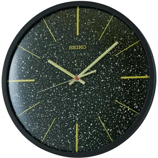 Seiko QXA828K Wanduhr mit Leisegang Schwarz/Goldfarben