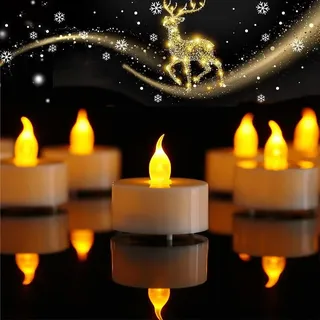 Jialine LED-Teelichter batteriebetrieben flammenlos flackernd Led Kerzen | 100 Stück Realistisch und hell, Elektrische künstliche Kerzen, Für Halloween, Weihnachten, Hochzeiten, Festival-Dekoration