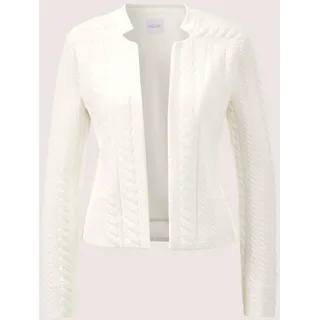 Jackenblazer MADELEINE "Blazer Langarm Jerseyblazer mit Stehkragen", Damen, Gr. 48, weiß (wollweiß), Obermaterial: 83% Polyester PES. 14% Viskose CV. 3% Elasthan EL., Modern, normal, Blazer Jackenblazer