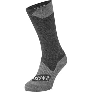 SealSkinz Unisex All Weather Mid Length Socken, Schwarz/Grau, XL EU