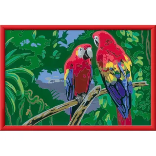 Ravensburger CreArt 23770 - Bunte Papageien - Malen nach Zahlen für Kinder ab 9 Jahre, Malset mit Rahmen, Pinsel und Acrylfarben, Geschenk für Mädchen und Jungen