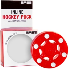 Base Puck Pro I 6-Button Konstruktion I Ideal für Glatte Beläge I Für alle Temperaturen I Inline-und Street Hockey I Rot, 8 cm
