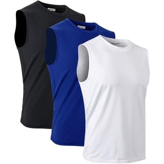 MeetHoo Herren Tank Top, Muskelshirts Tankshirt Ärmellose Shirt Achselshirt Schnelltrocknendes Unterhemd Gym Running für Männer (XL, Schwarz+weiß+blau)