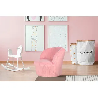 Kayoom Kindersessel Nanny 225 47 x 45 x 47 cm Kieferholz rosa Kunstfell