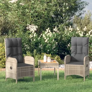 The Living Store Gartenstühle 2 Stk. Poly Rattan Grau - Grau