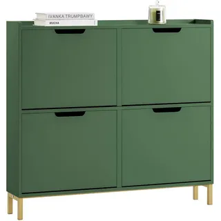 SoBuy Schuhschrank 100 x 91 x 19 cm Dunkelgrün / grün