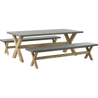 Beliani Gartentisch 200 x 100 x 0 cm Grau/Braun