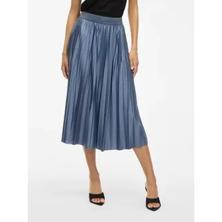 Plisseerock VILA "VINITBAN SKIRT - NOOS", Damen, Gr. L (40), blau (vintage indigo), Web, Obermaterial: 96% Polyester, 4% Elasthan, unifarben, regular fit knieumspielend, Röcke Plisseerock, Materialmix