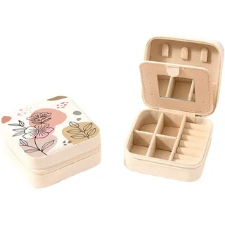 Viojrlly Schmuckkästchen Klein für Damen Mädchen Schmuckschatulle Reisen Schmuckbox aus PU-Leder mit Spiegel Jewelry Organizer Leder für Ohrringe Ringe Ohrstecker Kette