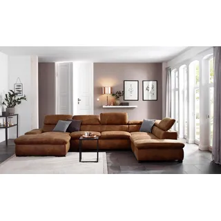 Home Affaire Wohnlandschaft »Alberto U-Form« mit Kopfteilverstellung, wahlweise mit Bettfunktion, braun