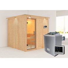 Bild Sauna Rodin Fronteinstieg 9 kW Ofen externe Steuerung easy Glastür, LED-Dachkranz