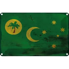 Blechschild 30x20 cm Kokosinseln Cocos Islands Rost