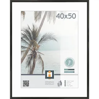Bilderrahmen , Schwarz , Kunststoff, Glas , rechteckig , 40x50 cm , Bilder & Rahmen, Bilderrahmen, Bilderrahmen & Fotorahmen