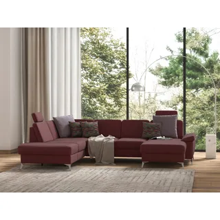sit&more Wohnlandschaft »Padua U-Form« inklusive Sitztiefenverstellung, Armteilfunktion und Federkern, rot