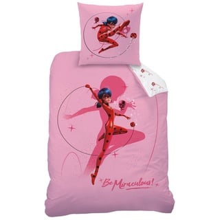 CTI Mädchen Flanell Bettwäsche Miraculous Ladybug Shadow 135 x 200 cm Biber