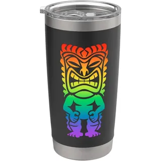Rainbow Lono Hawaiianischer Tiki-Gott Polynesischer Stammesstaat Hawaii Doppelwandiger Edelstahl-Thermobecher