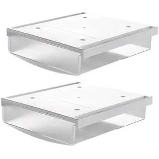 TUKA 2X 1,7L Unterschreibtisch-Schubladen 21x18x5,4cm, Selbstklebende Schubladen, Versteckte Unterbauschublade Aufbewahrungsbox unter Schreibtisch, Utensilien Stiftebox Matte Transparent 2er TKD8608
