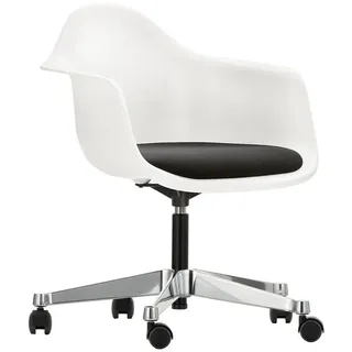 Vitra Eames Plastic Armchair PACC Drehstuhl weiß, Designer Charles & Ray Eames, 75.5-89x62.5x60 cm