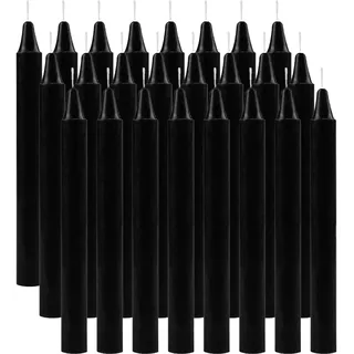 Scentoria 24er Stabkerzen, Premium Schwarze Kerzen, Kerzen Schwarz Ø 1,2 cm · 16 cm, Kerzen Schwarz, Stabkerzen Schwarz Lang, Geruchlos Stabkerze für Tisch dekoration, Bankett, Hochzeit