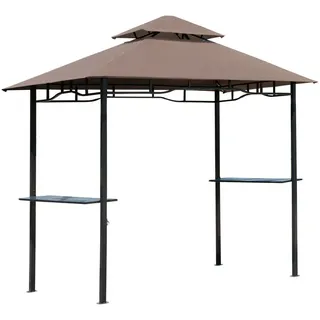 Outsunny Grillpavillon 2,05 x 1,48 m inkl. Seitenteile Kaffeebraun/Schwarz